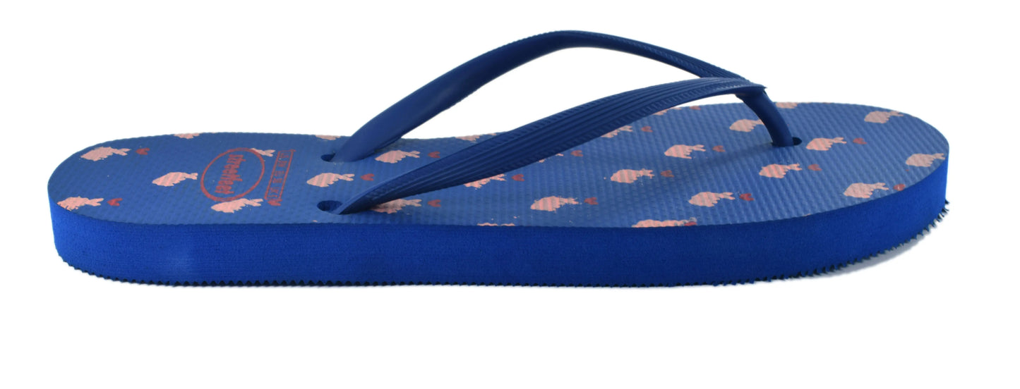 K-HEART Flip Flops by StreetFeet – A dark-blue, stylish, breathable and comfortable pair of ladies chappal with finger heart design, cushioned footbed, and durable outsole with strong dark-blue straps. Perfect for K-pop lovers and those who love a cute, minimal style.