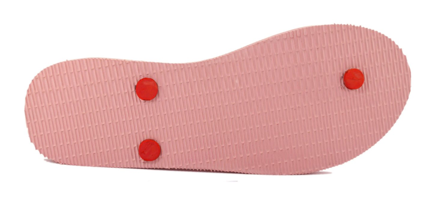 Wavy flip flops for women – Pink Sole with Dark and Light Pink Waves and Heart Design, Stylish and Comfortable Footwear