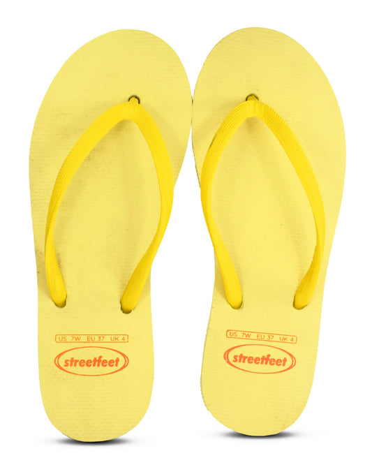 Lemon Sorbet Flip Flops by StreetFeet – Simple and Comfortable Footwear in a Solid Lemon Yellow Color, Cushioned Footbed, and Durable Outsole, Perfect for a Fresh and Minimal Summer Style.