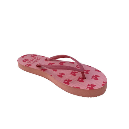 StreetFeet Coquette flip flops for women in pink with bow print

