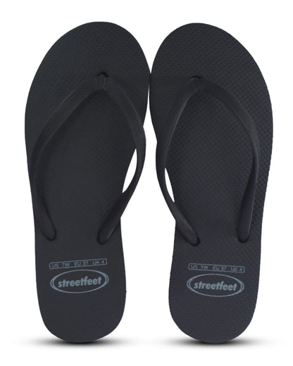 Black Siyaah flip flops for women, stylish and durable footwear

