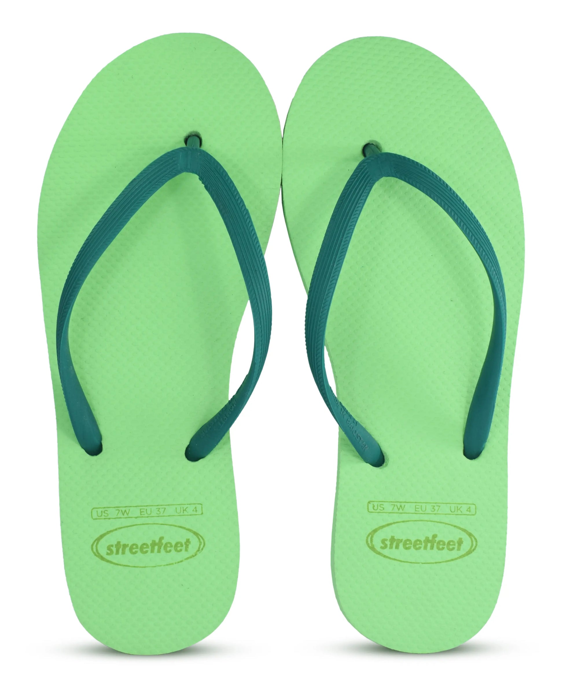 Minty flip flops for women – Pastel green sole with dark green strap, stylish and comfortable casual footwear

