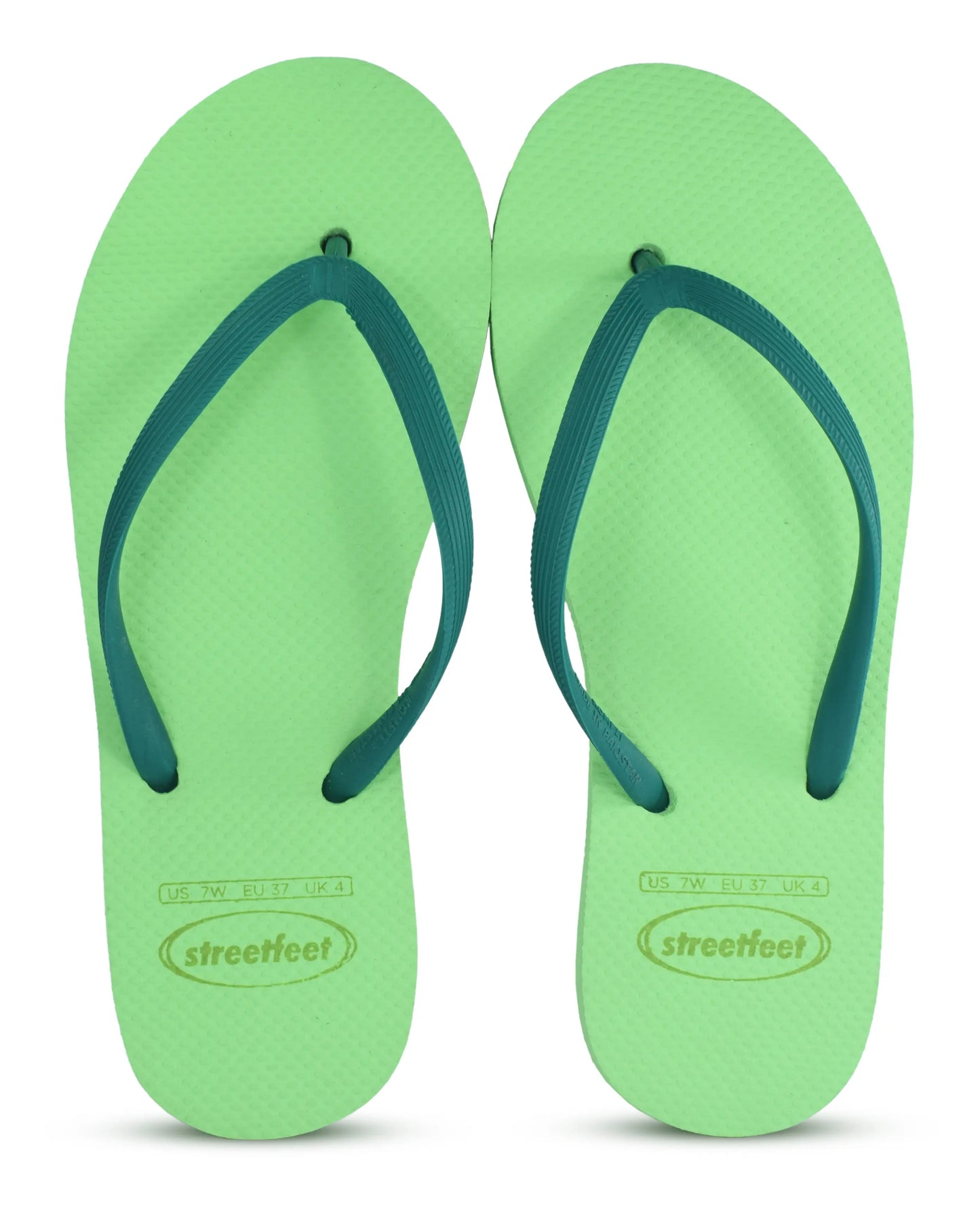 Minty flip flops for women – Pastel green sole with dark green strap, stylish and comfortable casual footwear

