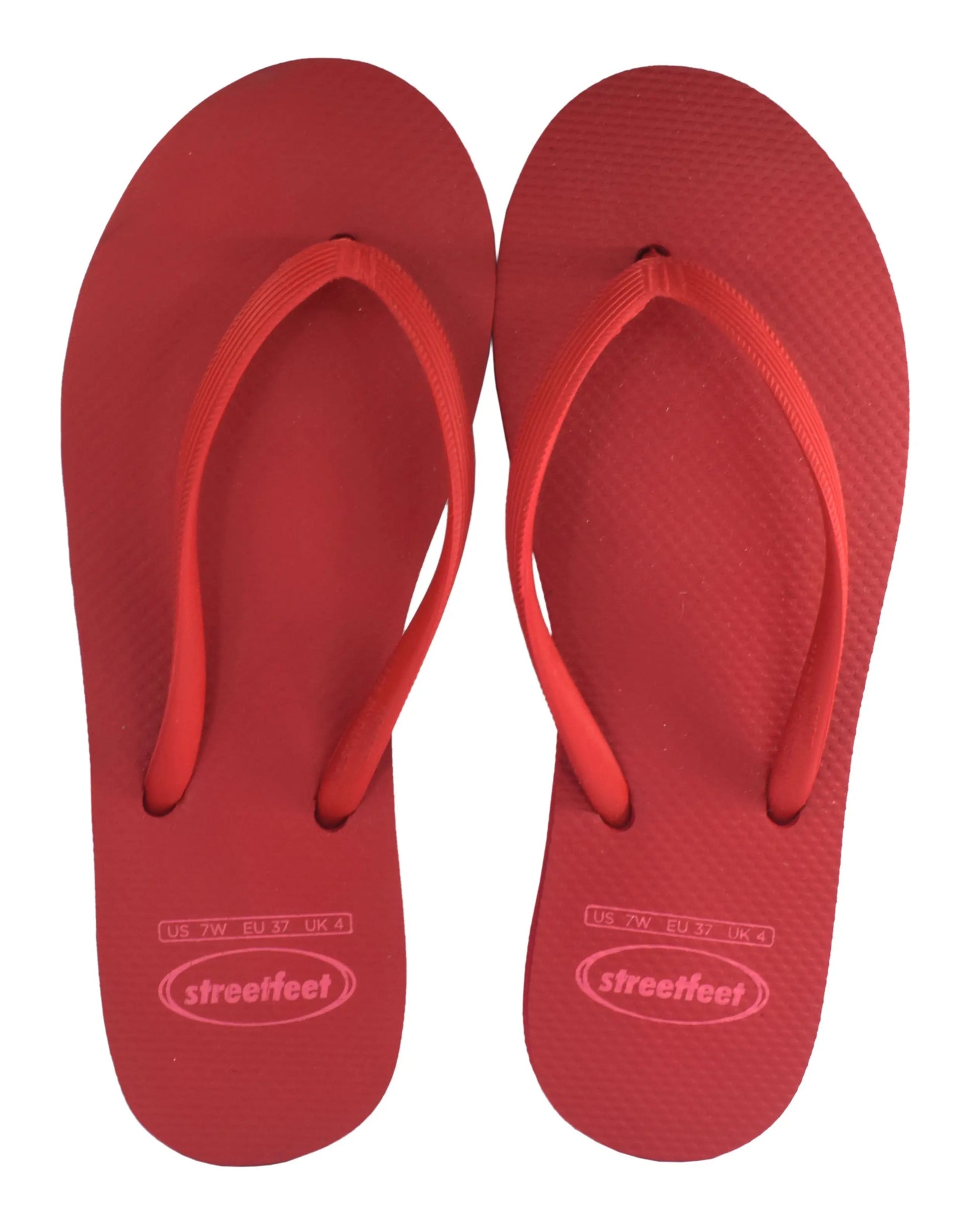 Laal flip flops for women, stylish and comfortable footwear in red.

