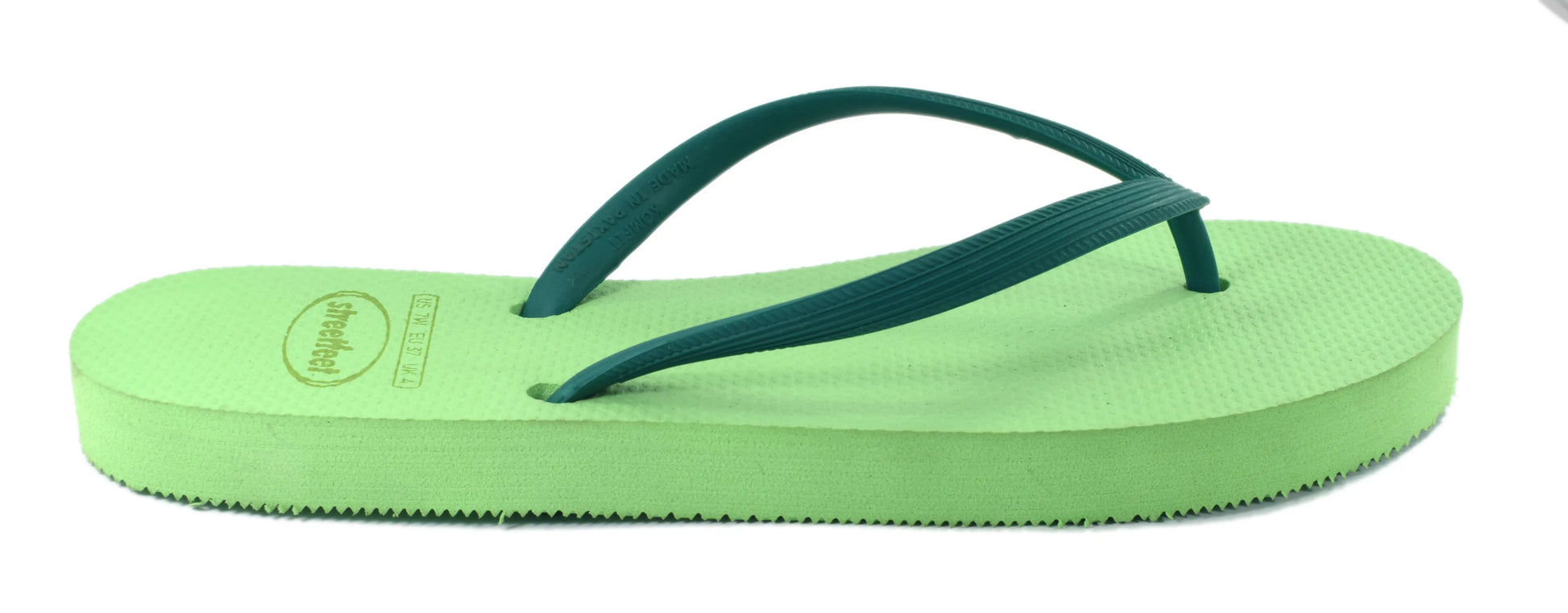 Minty flip flops for women – Pastel green sole with dark green strap, stylish and comfortable casual footwear

