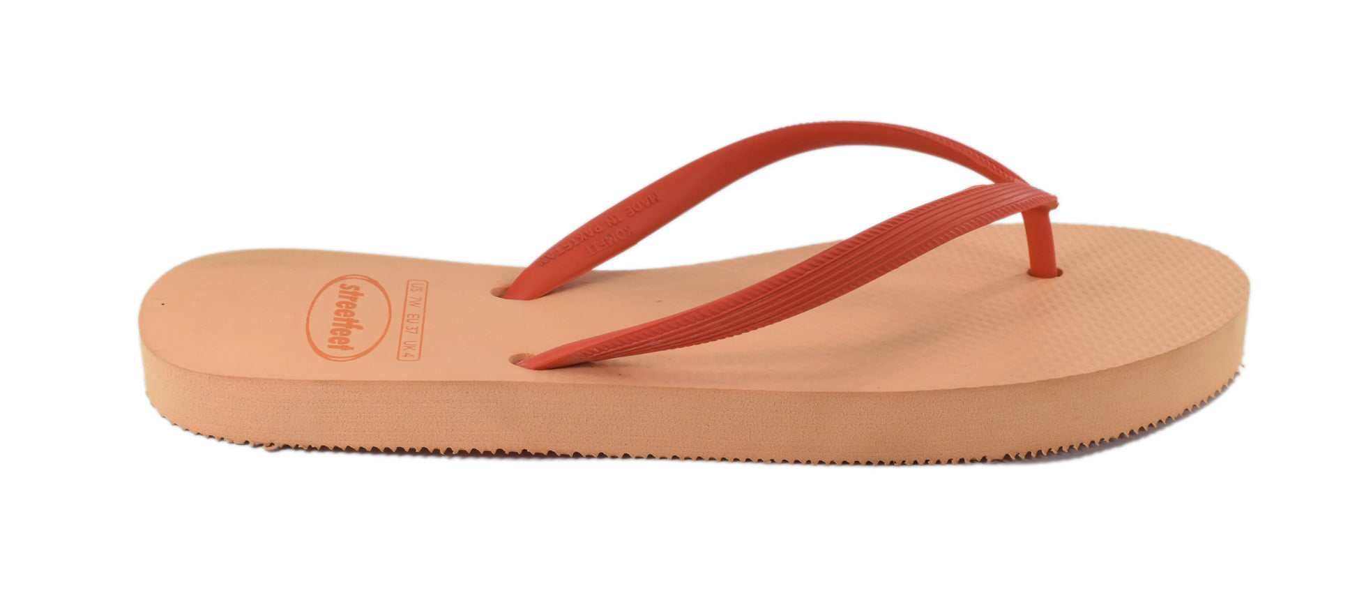 Coral Flip Flops by StreetFeet – Bright and Stylish Orange Footwear with Dark Orange Strap, Cushioned Footbed, and Durable Outsole, Perfect for Adding a Vibrant Touch to Your Casual Summer Style.

