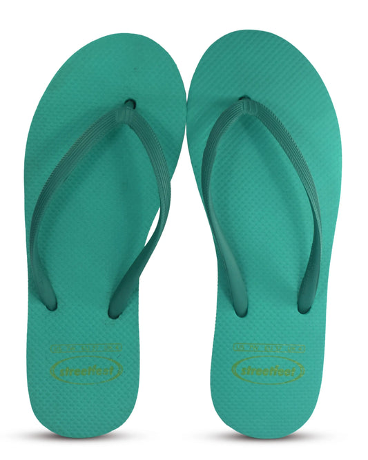 Greenie Flip Flops by StreetFeet – Subtle green flip flops for women with cushioned footbed and sleek design, stylish and comfortable ladies chappal for everyday wear

