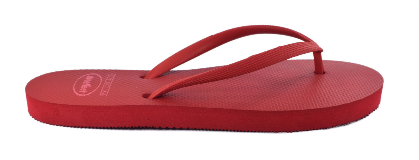 Laal flip flops for women, stylish and comfortable footwear in red.


