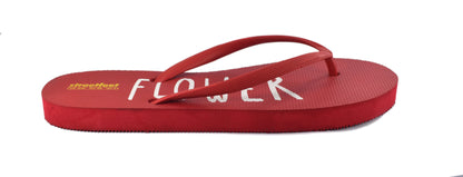 Flower Flip Flops by StreetFeet – An elegant and comfortable red footwear option with a delicate floral design, cushioned footbed, and a durable set of straps. A perfect addition to your wardrobe for a fresh and feminine look.