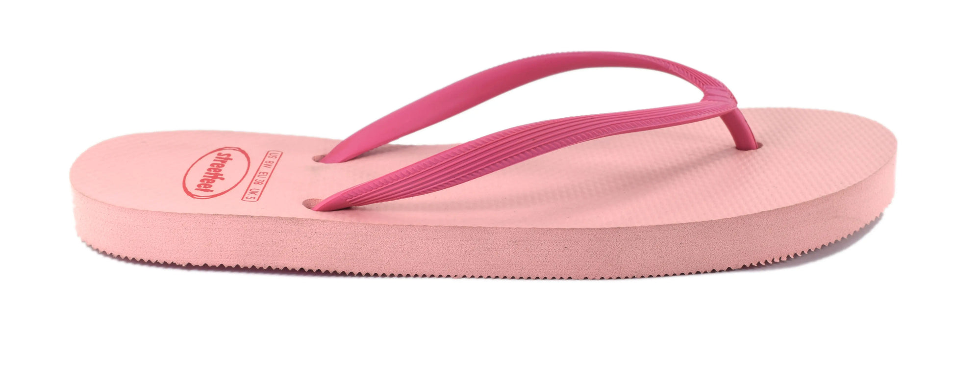 Rosy Flip Flops by StreetFeet – Elegant and Comfortable Footwear with Soft Rosy Pink Sole and Dark Pink Strap, Cushioned Footbed, and Durable Outsole, Perfect for Adding Feminine Charm to Your Casual Style.

