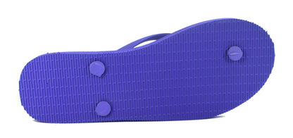 Lavender flip flops for women, stylish and comfortable footwear in dark blue.

