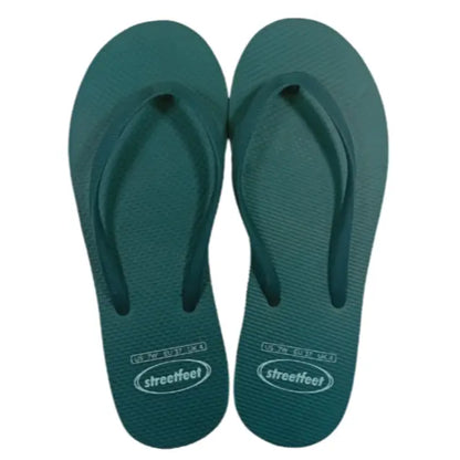 Dark green Forest flip flops for women, comfortable casual footwear

