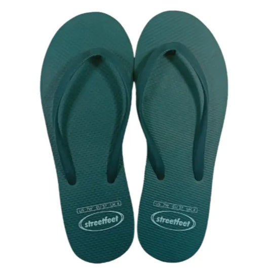 Dark green Forest flip flops for women, comfortable casual footwear

