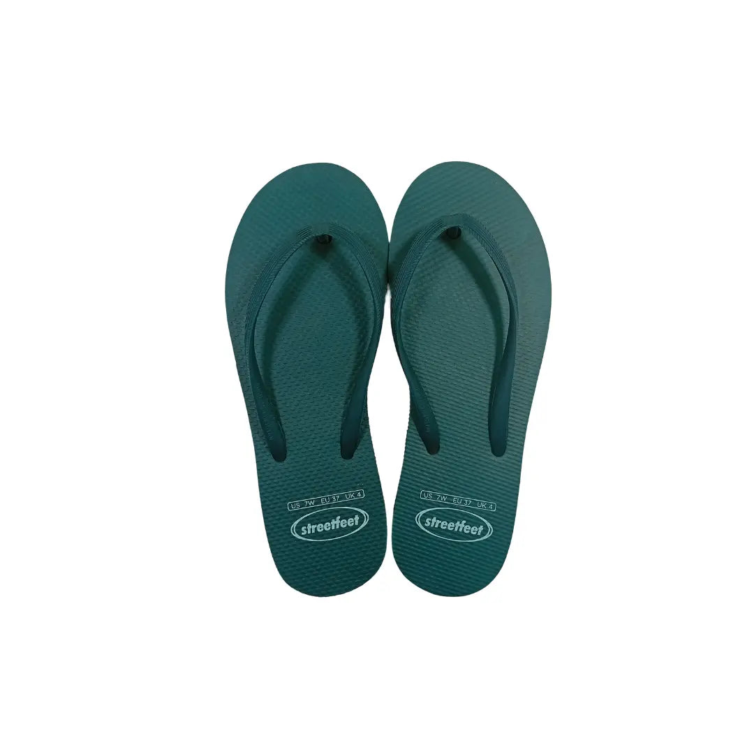 Dark green Forest flip flops for women, comfortable casual footwear

