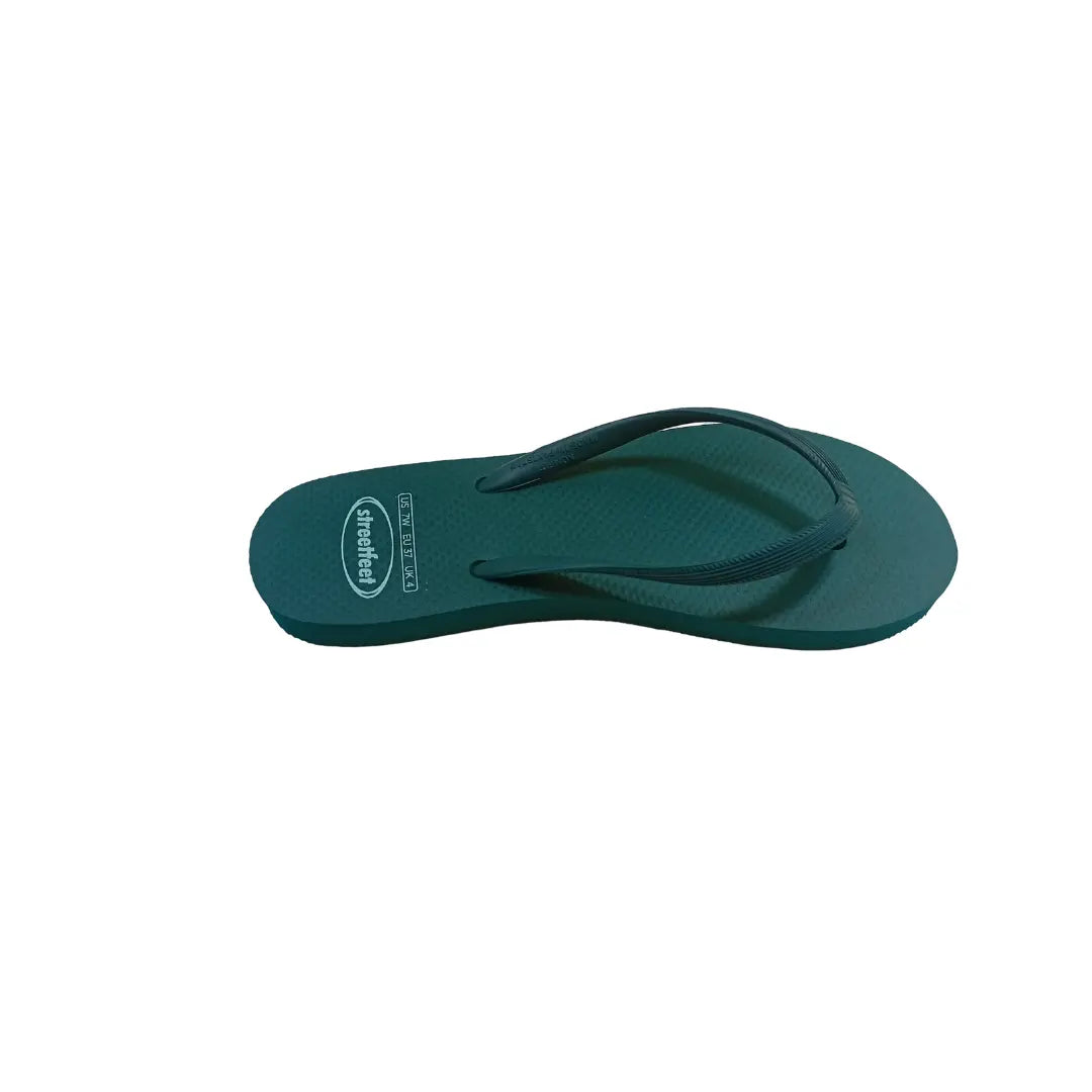 Dark green Forest flip flops for women, comfortable casual footwear

