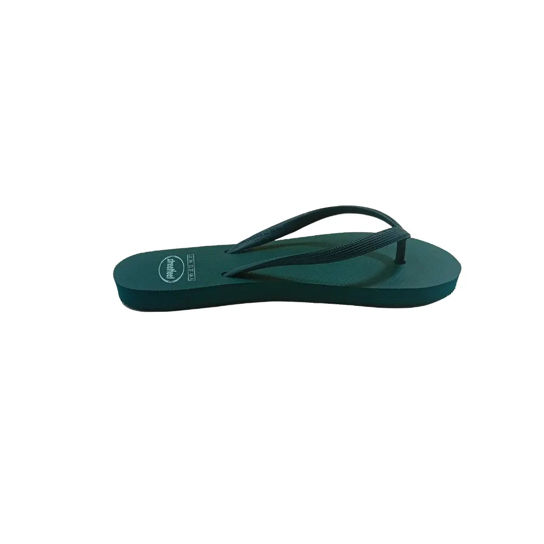 Dark green Forest flip flops for women, comfortable casual footwear

