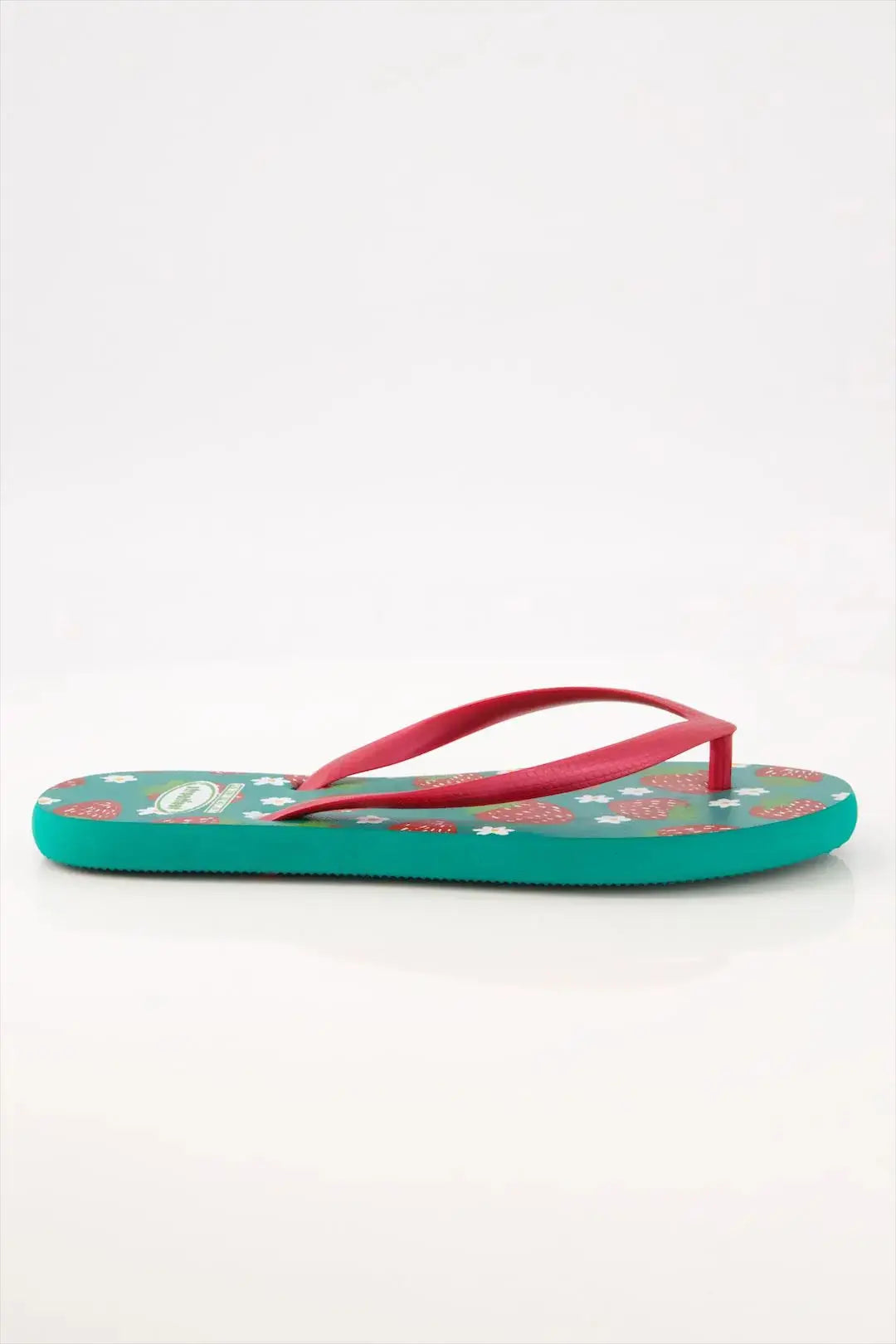 Fruity Flip Flops by StreetFeet – Strawberry printed light green sole with durable red straps and, elegant ladies sandals with cushioned footbed for maximized comfort
