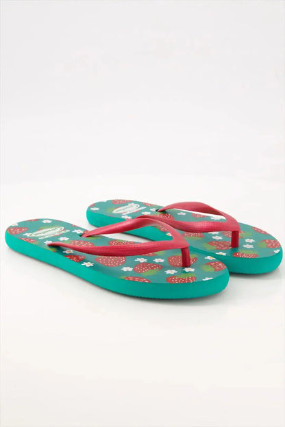 Fruity Flip Flops by StreetFeet – Strawberry printed light green sole with durable red straps and, elegant ladies chappal with cushioned footbed for maximized comfort