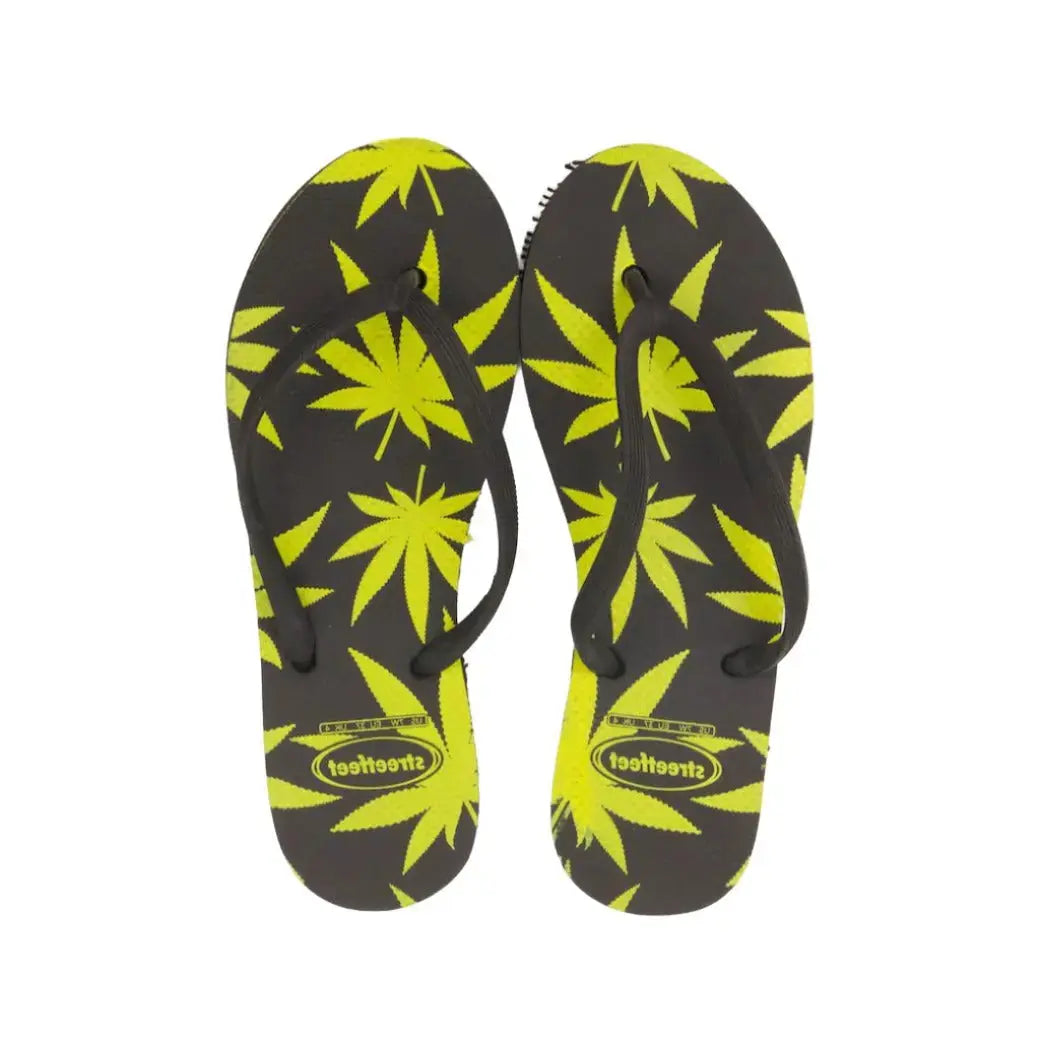 Leafy Pattern Flip-Flops with vibrant green leaf design, featuring soft cushioned soles and sturdy rubber straps.
Lightweight and breathable flip flops for casual everyday wear, perfect for summers.
Ideal ladies sandals for any occasion and activity. 
Available in 2 versatile color combinations-  yellow & black and green & off-white.