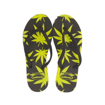 Leafy Pattern Flip-Flops with vibrant green leaf design, featuring soft cushioned soles and sturdy rubber straps.
Lightweight and breathable flip flops for casual everyday wear, perfect for summers.
Ideal ladies sandals for any occasion and activity. 
Available in 2 versatile color combinations-  yellow & black and green & off-white.
