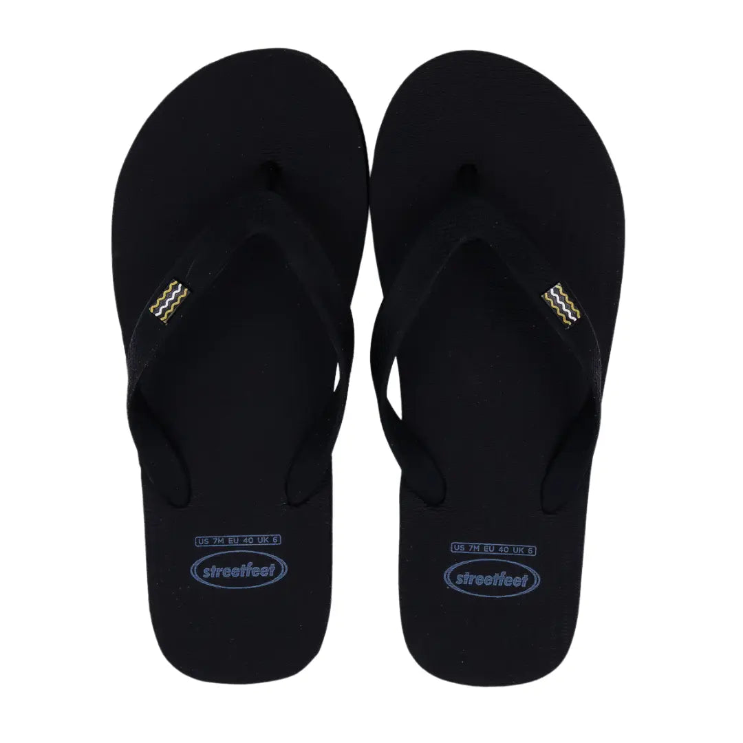 Shadow Flip Flops by StreetFeet – Black flip flops for men with cushioned footbed and textured sole, stylish and durable gents chappal for everyday comfort

