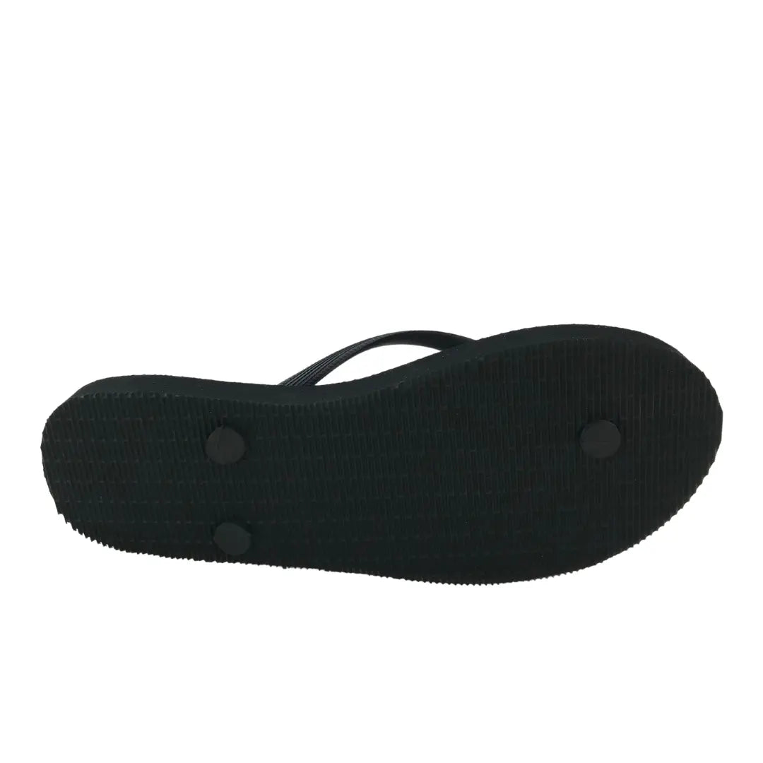 Ladies flip flops with celestial gold rocket and planet design on a dark background from Streetfeet

