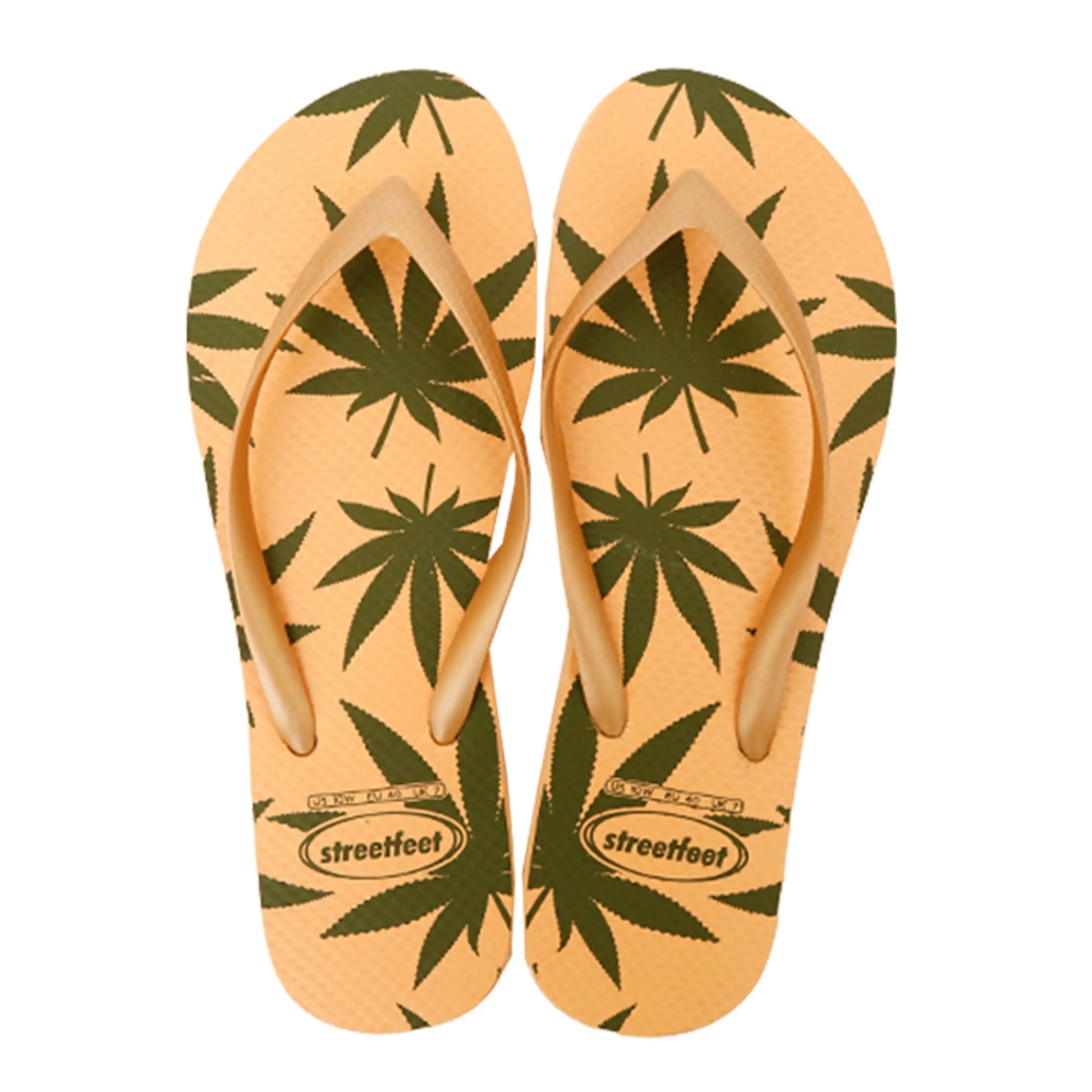 Leafy Pattern Flip-Flops with vibrant green leaf design, featuring soft cushioned soles and sturdy rubber straps.
Lightweight and breathable flip flops for casual everyday wear, perfect for summers.
Ideal ladies sandals for any occasion and activity. 
Available in 2 versatile color combinations-  yellow & black and green & off-white.