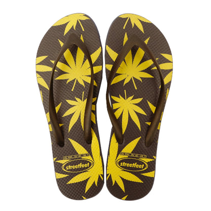 Leafy Pattern Flip-Flops with vibrant green leaf design, featuring soft cushioned soles and sturdy rubber straps.
Lightweight and breathable flip flops for casual everyday wear, perfect for summers.
Ideal ladies sandals for any occasion and activity. 
Available in 2 versatile color combinations-  yellow & black and green & off-white.
