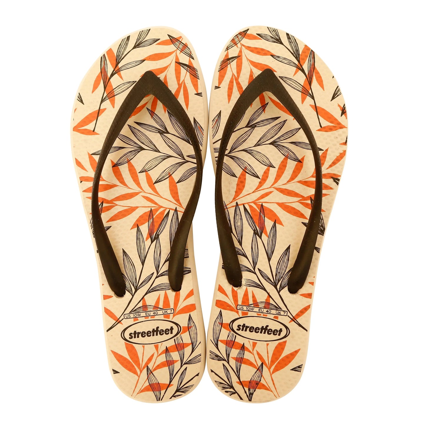 Chic flip-flops with a soft leafy print, designed for easy summer days.
Flexible rubber straps and cushioned soles for a smooth, natural stride.
A breezy, casual choice for walks, errands, and relaxed hangouts.
Available in 5 statement colors- red, black, beige, maroon and off-white.
