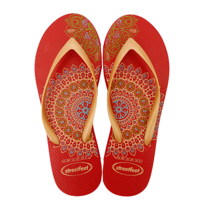 Mandala Flip Flops by StreetFeet – Trendy and comfortable footwear  option with intricate mandala design, cloud-like footbed, and durable outsole. Available in 5 vibrant color combinations.