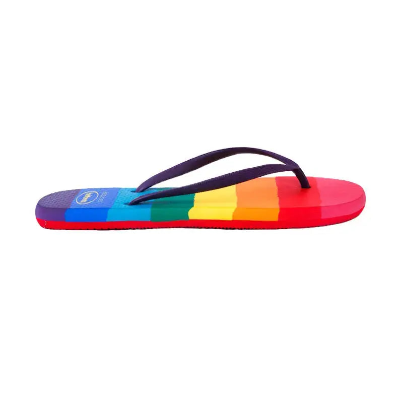 Rainbow Flip Flops by StreetFeet – Vibrant and comfortable footwear with colorful rainbow design, cloud-like footbed, and durable outsole, perfect for brightening up your day with every step.