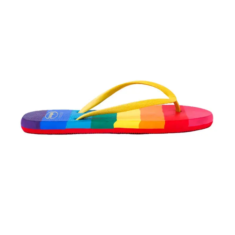 Rainbow Flip Flops by StreetFeet – Vibrant and comfortable footwear with colorful rainbow design, cloud-like footbed, and durable outsole, perfect for brightening up your day with every step.